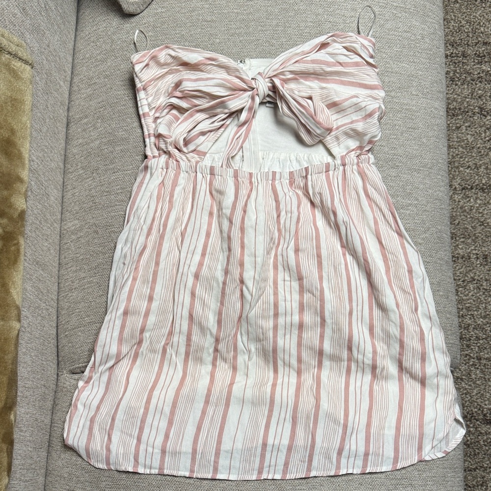 Skylar + Madison Pink and White Strapless Dress